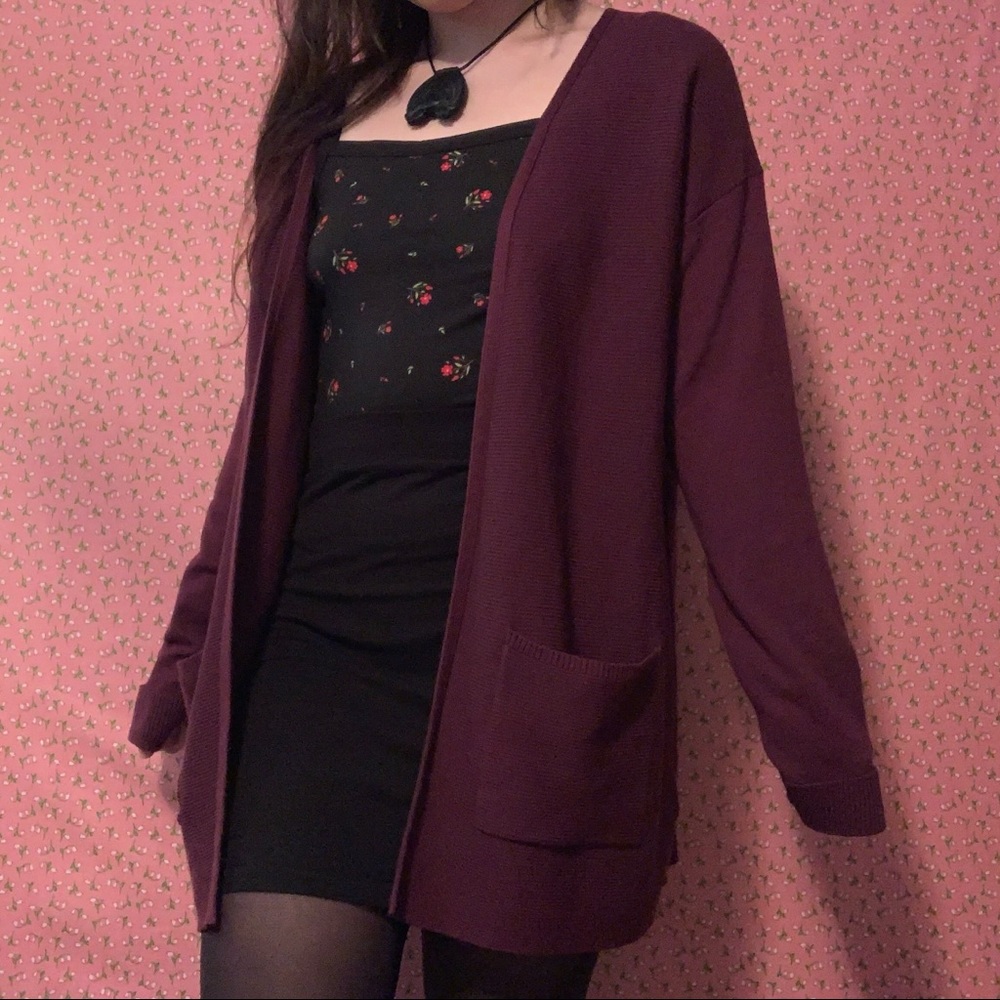 Long Maroon Cardigan with Pockets Perfect 4 Fall